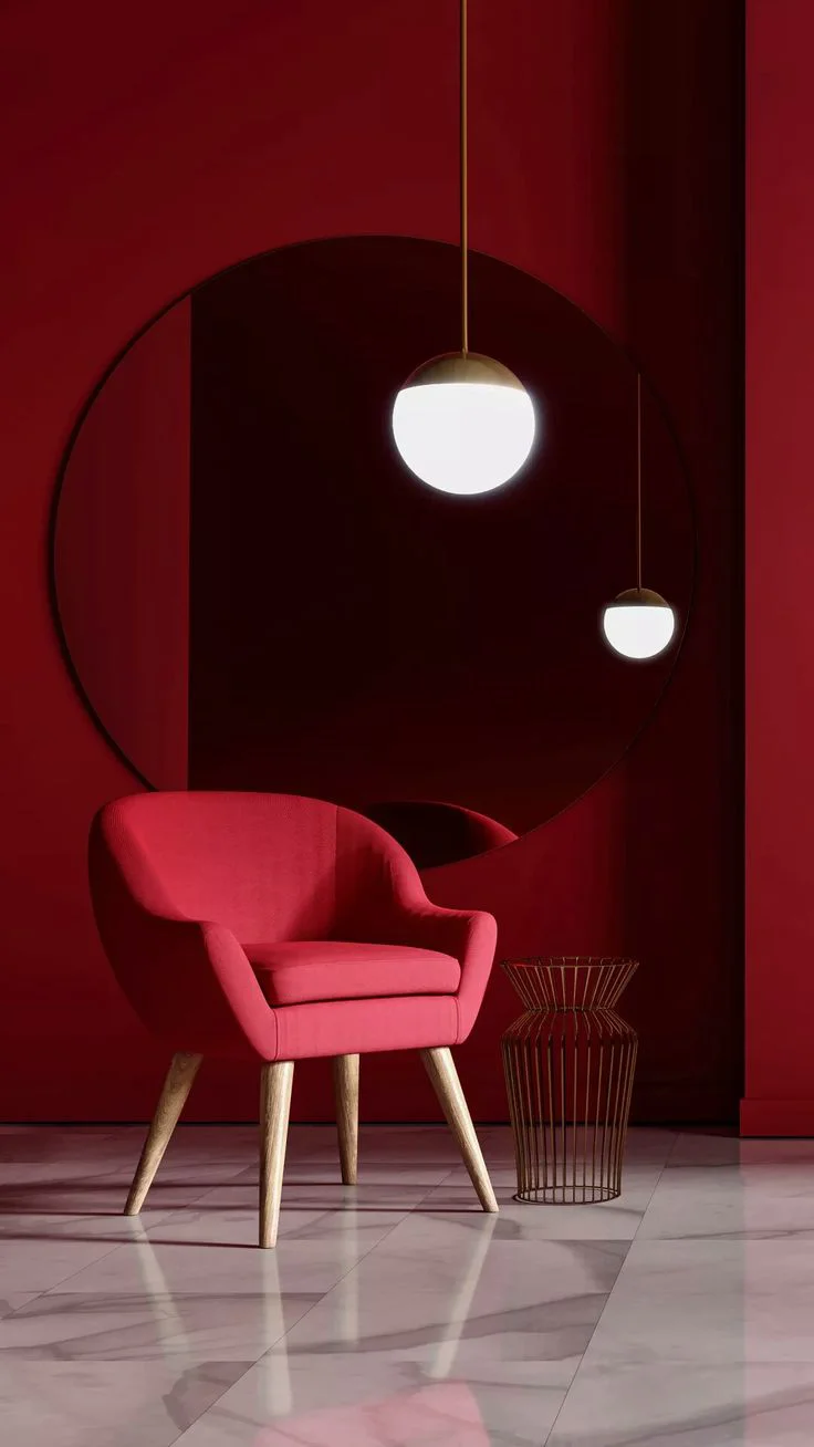 Wall Painting | Red painted wall and red chair 